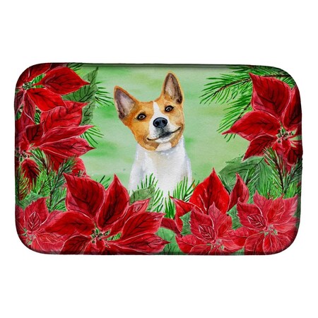 Carolines Treasures Basenji Poinsettas Dish Drying Mat CK1340DDM